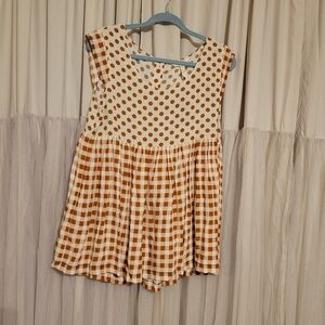 Matilda Jane Brown Polka Dot and Checkered Blouse